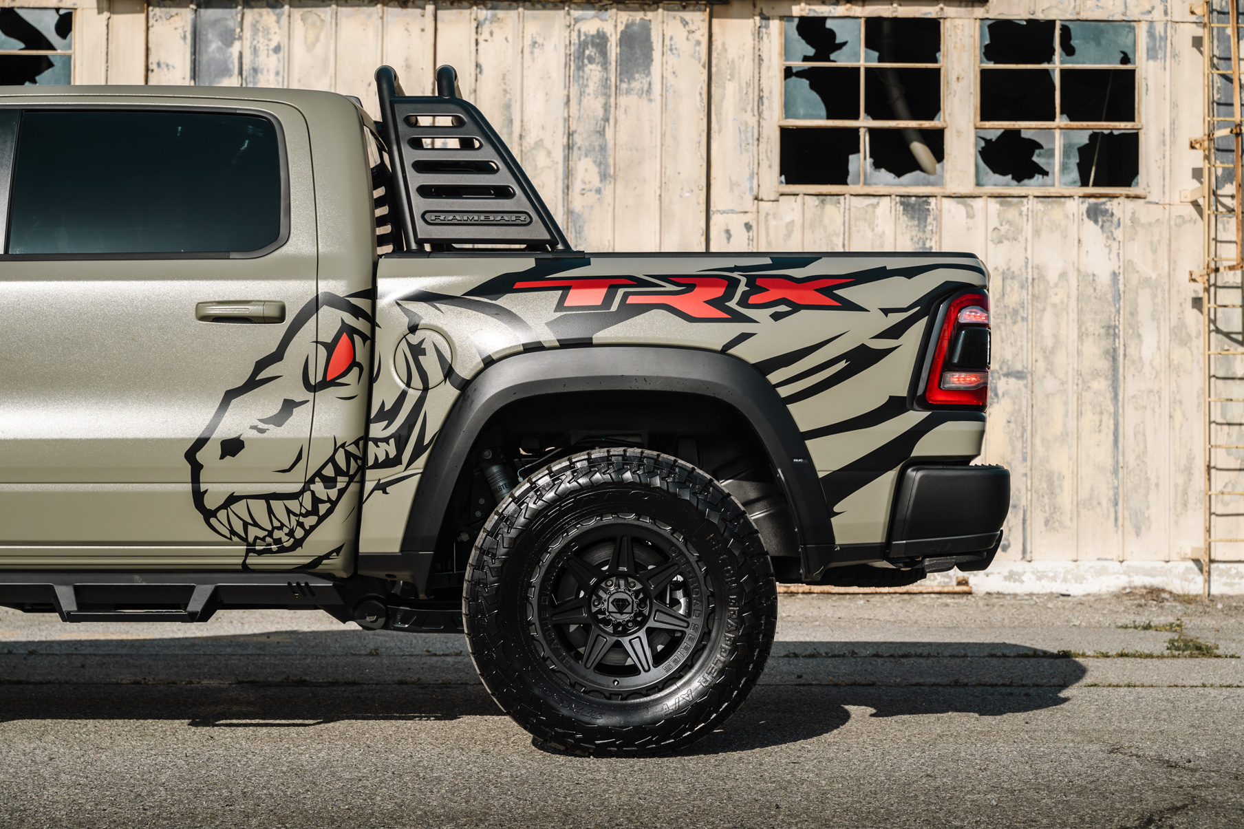 A 2022 Ram 1500 TRX on Blaque Diamond BD-O102 Textured Black Wheels