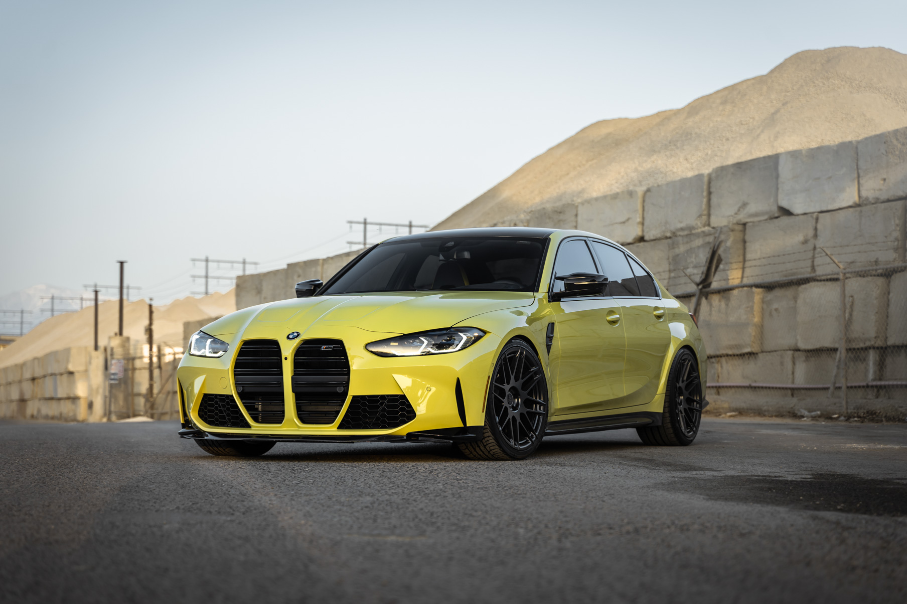 A 2022 BMW M3 Competition on Blaque Diamond BD-F12 Satin Black Wheels
