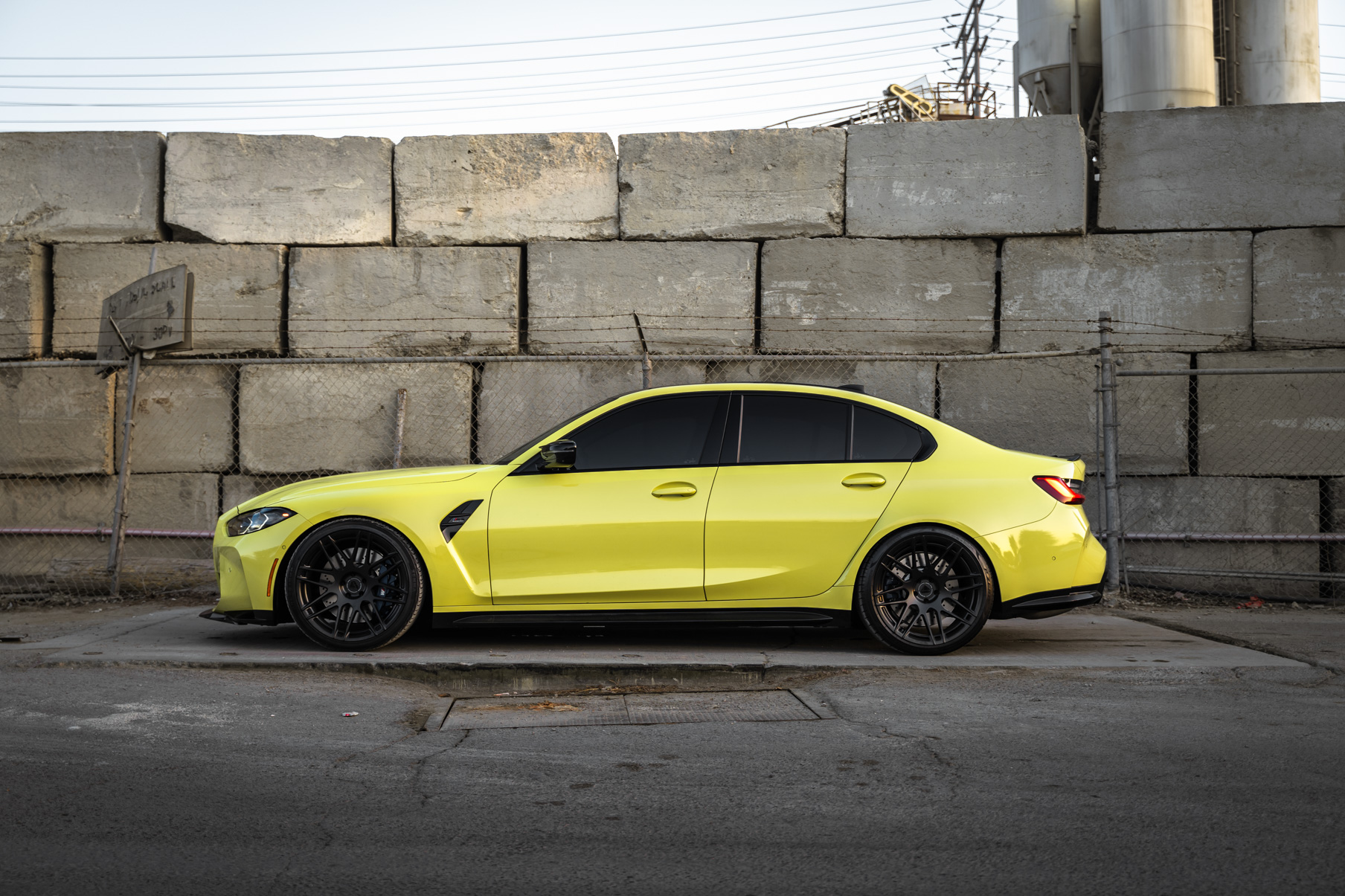 A 2022 BMW M3 Competition on Blaque Diamond BD-F12 Satin Black Wheels