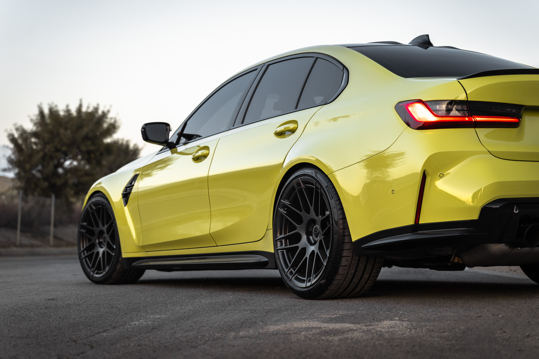 A 2022 BMW M3 Competition on Blaque Diamond BD-F12 Satin Black Wheels