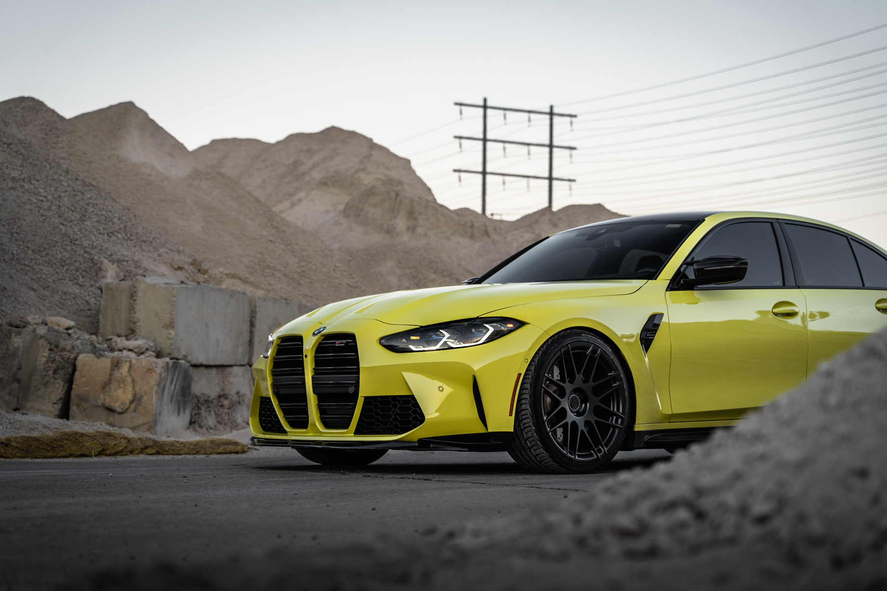 A 2022 BMW M3 Competition on Blaque Diamond BD-F12 Satin Black Wheels