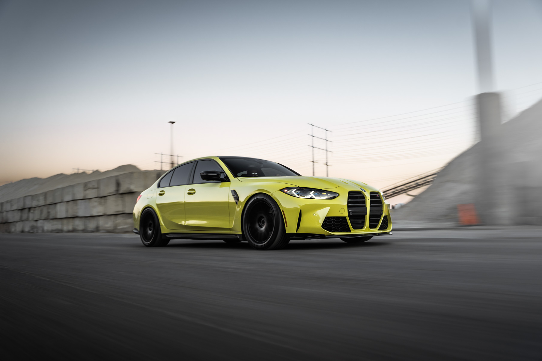 A 2022 BMW M3 Competition on Blaque Diamond BD-F12 Satin Black Wheels