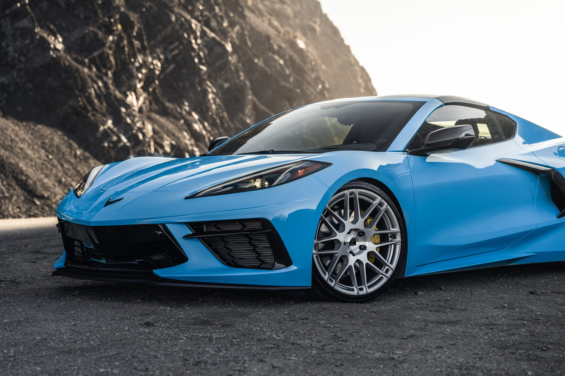 2020 Rapid Blue Corvette C8 on Blaque Diamond BD-F12: C8 Aftermarket Wheels