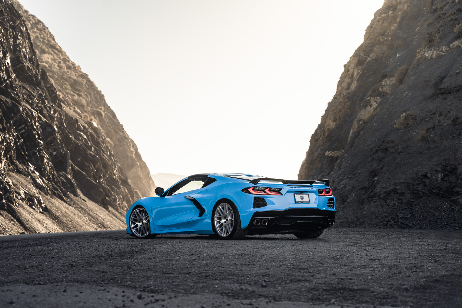 2020 Rapid Blue Corvette C8 on Blaque Diamond BD-F12: C8 Aftermarket Wheels