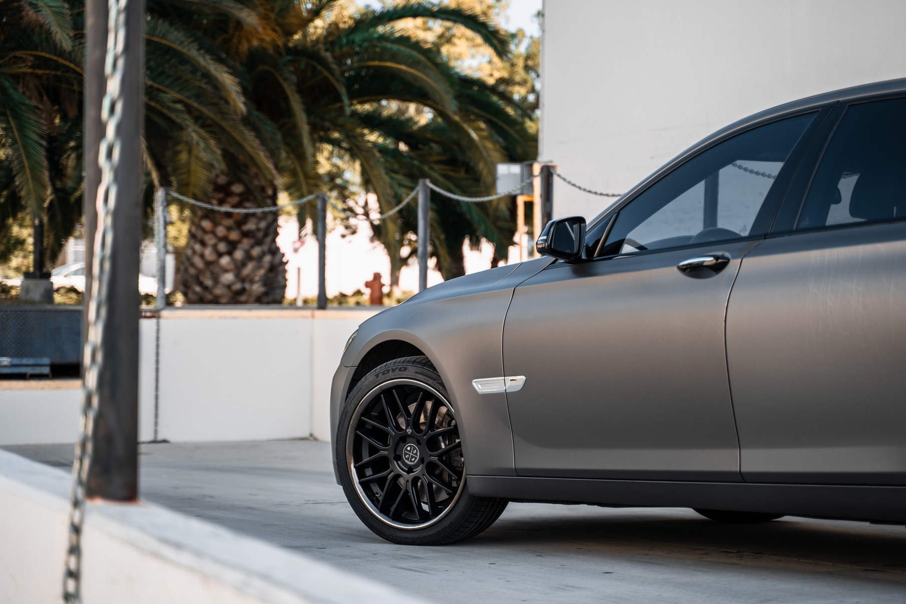 A 2015 BMW 7 Series on Blaque Diamond BD-27 Satin Black Wheels