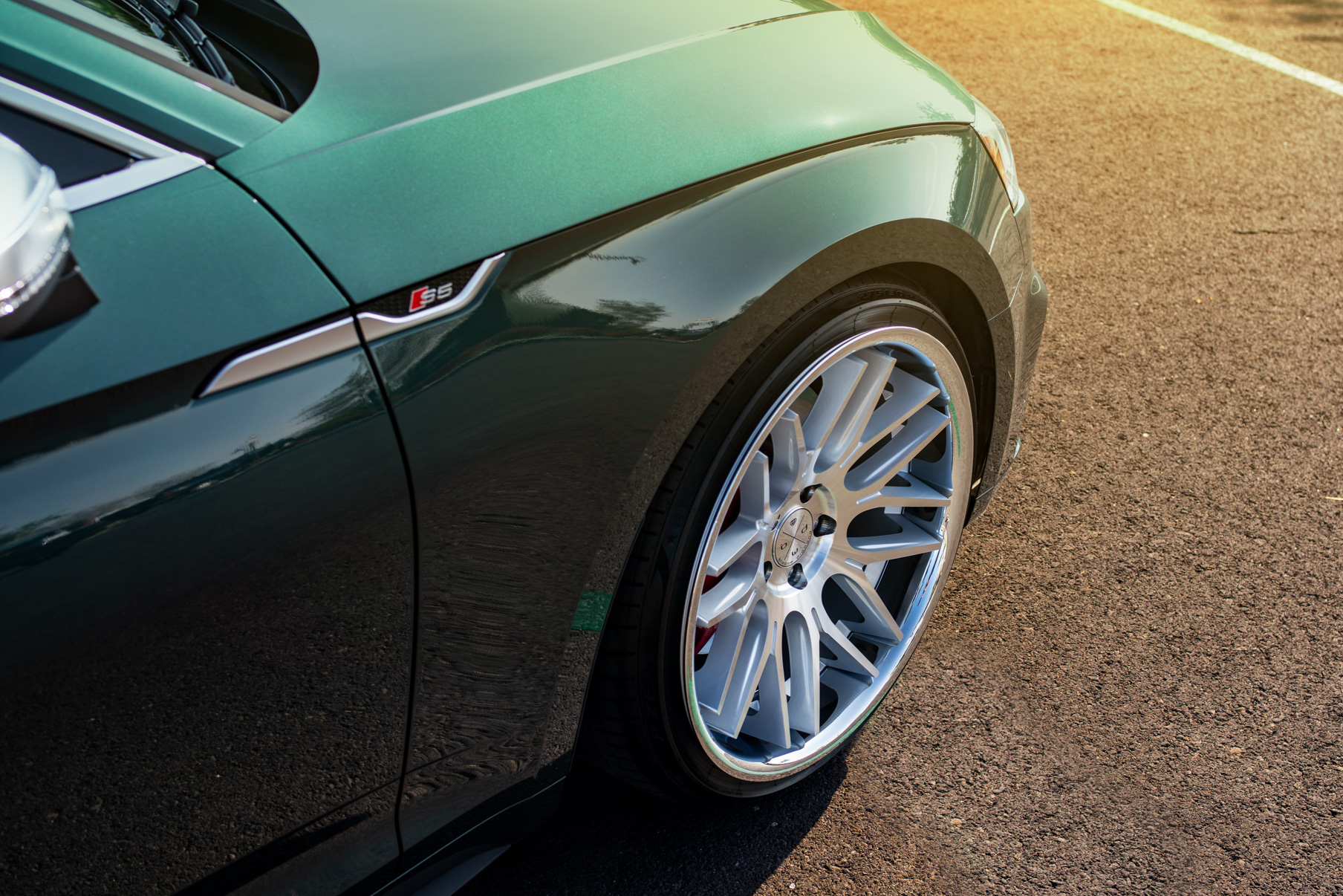 A 2018 Audi S5 Sportback on Blaque Diamond BD-27 Brushed Silver Wheels