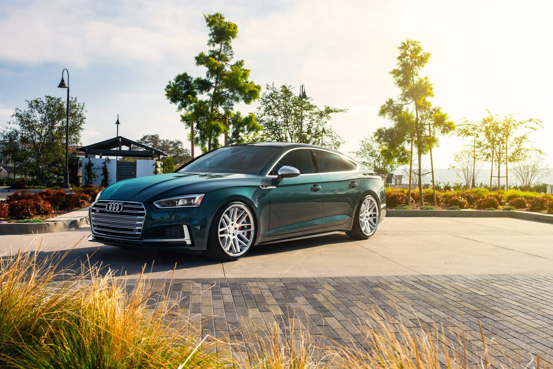 A 2018 Audi S5 Sportback on Blaque Diamond BD-27 Brushed Silver Wheels