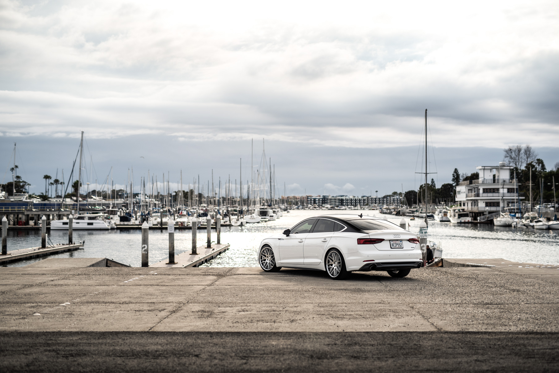 A 2019 Audi S5 on Blaque Diamond BD-27 Brushed Silver Wheels