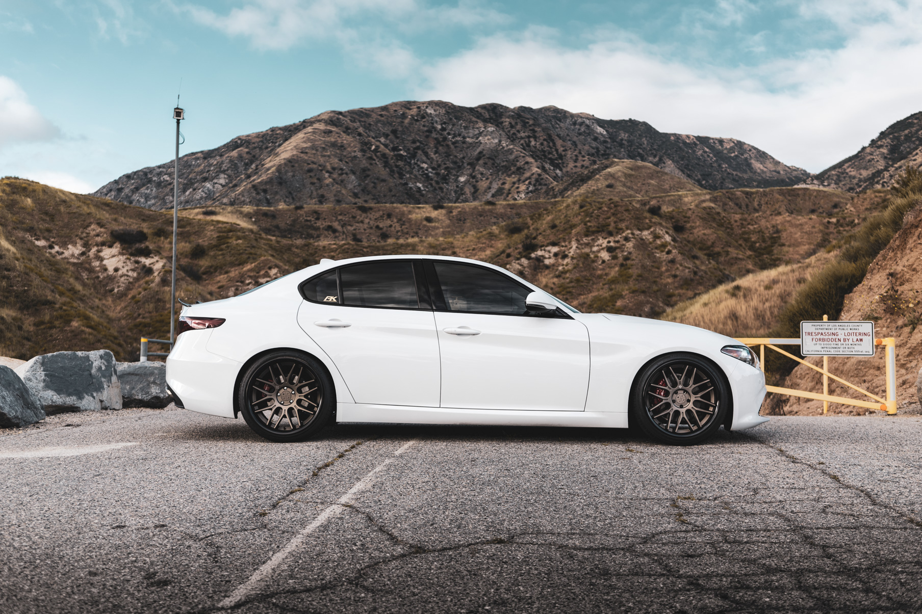 A 2019 Romeo Giulia on Blaque Diamond BD-27 Bronze Wheels