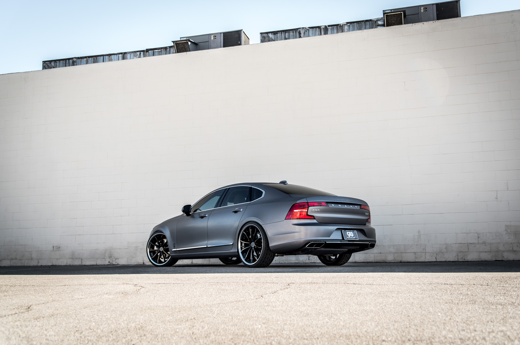 A Brushed Grey 2017 Volvo S90 on Blaque Diamond BD-23 Black Chrome with SS Lip Wheels