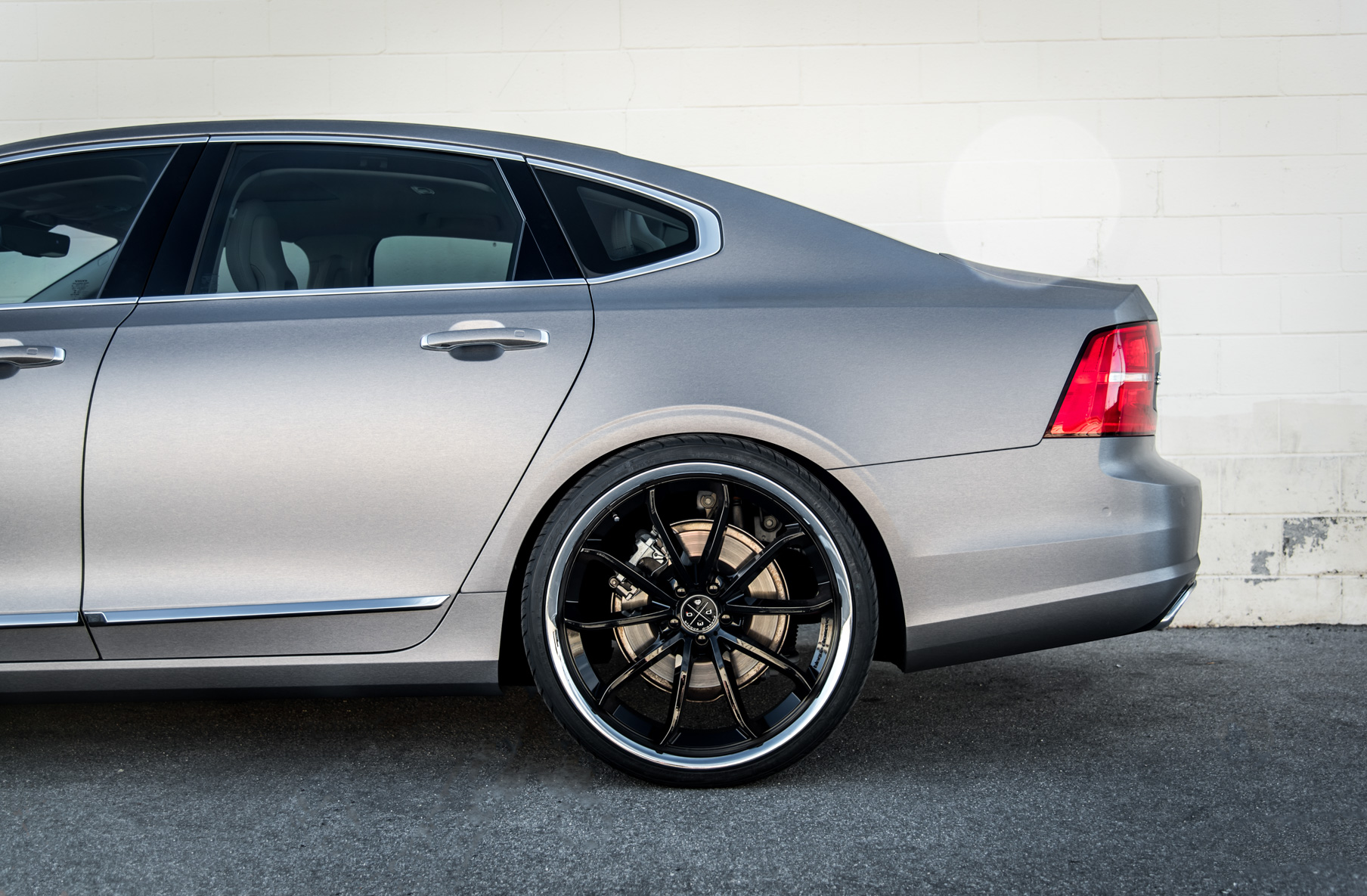 A Brushed Grey 2017 Volvo S90 on Blaque Diamond BD-23 Black Chrome with SS Lip Wheels