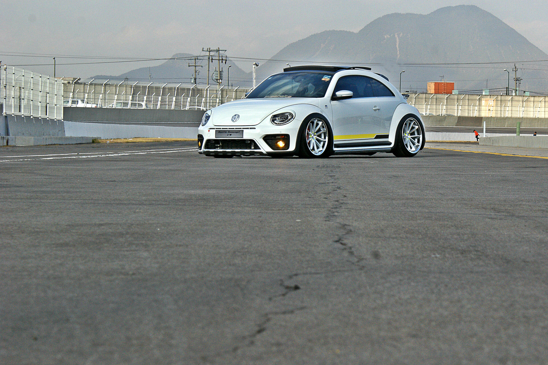 A 2018 VW Beetle on Blaque Diamond BD-23 Gloss Silver Wheels