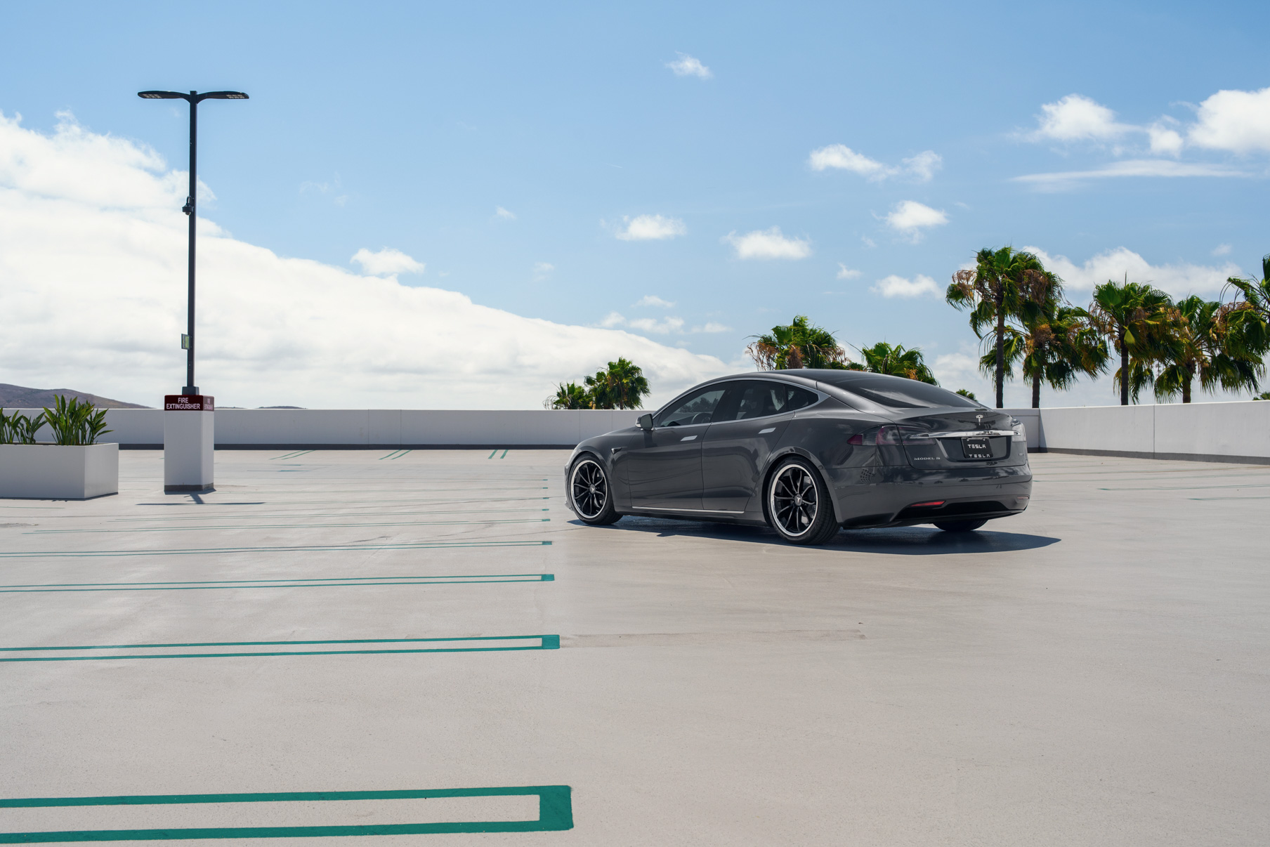 A 2017 Tesla Model S 100D on Blaque Diamond BD-23 20 Inch Gloss Black Wheels