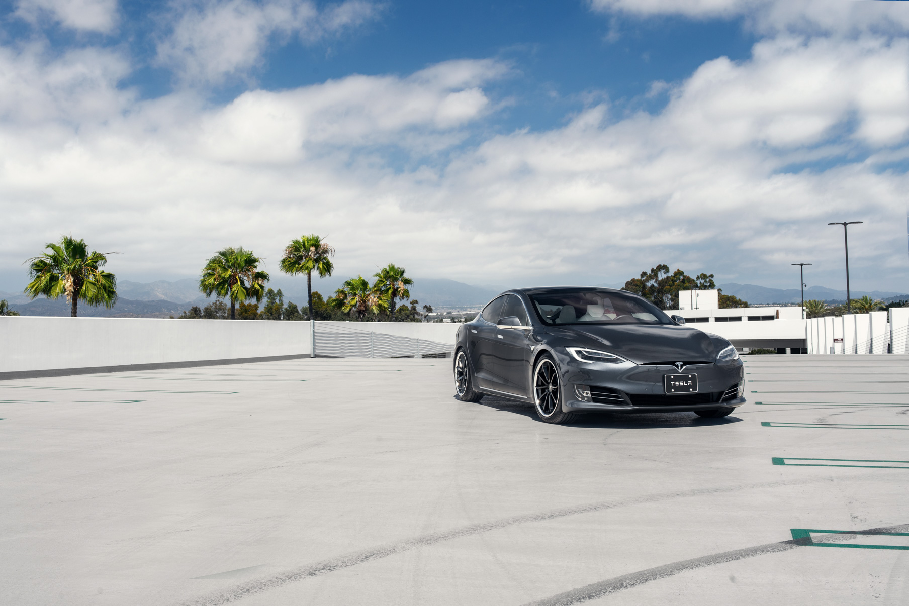 A 2017 Tesla Model S 100D on Blaque Diamond BD-23 20 Inch Gloss Black Wheels