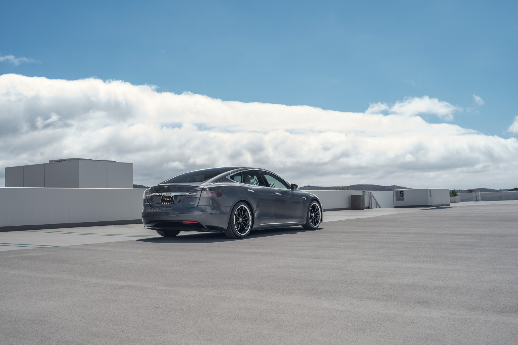 A 2017 Tesla Model S 100D on Blaque Diamond BD-23 20 Inch Gloss Black Wheels