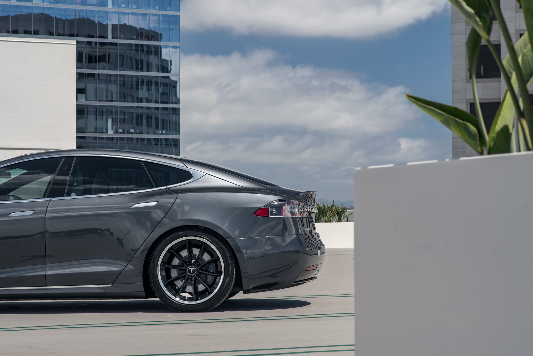 A 2017 Tesla Model S 100D on Blaque Diamond BD-23 20 Inch Gloss Black Wheels