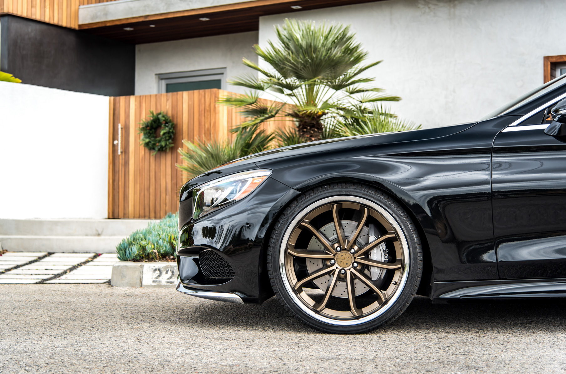 A Black 2016 Mercedes-Benz S550 on Blaque Diamond BD-23 20 inch Bronze Wheels
