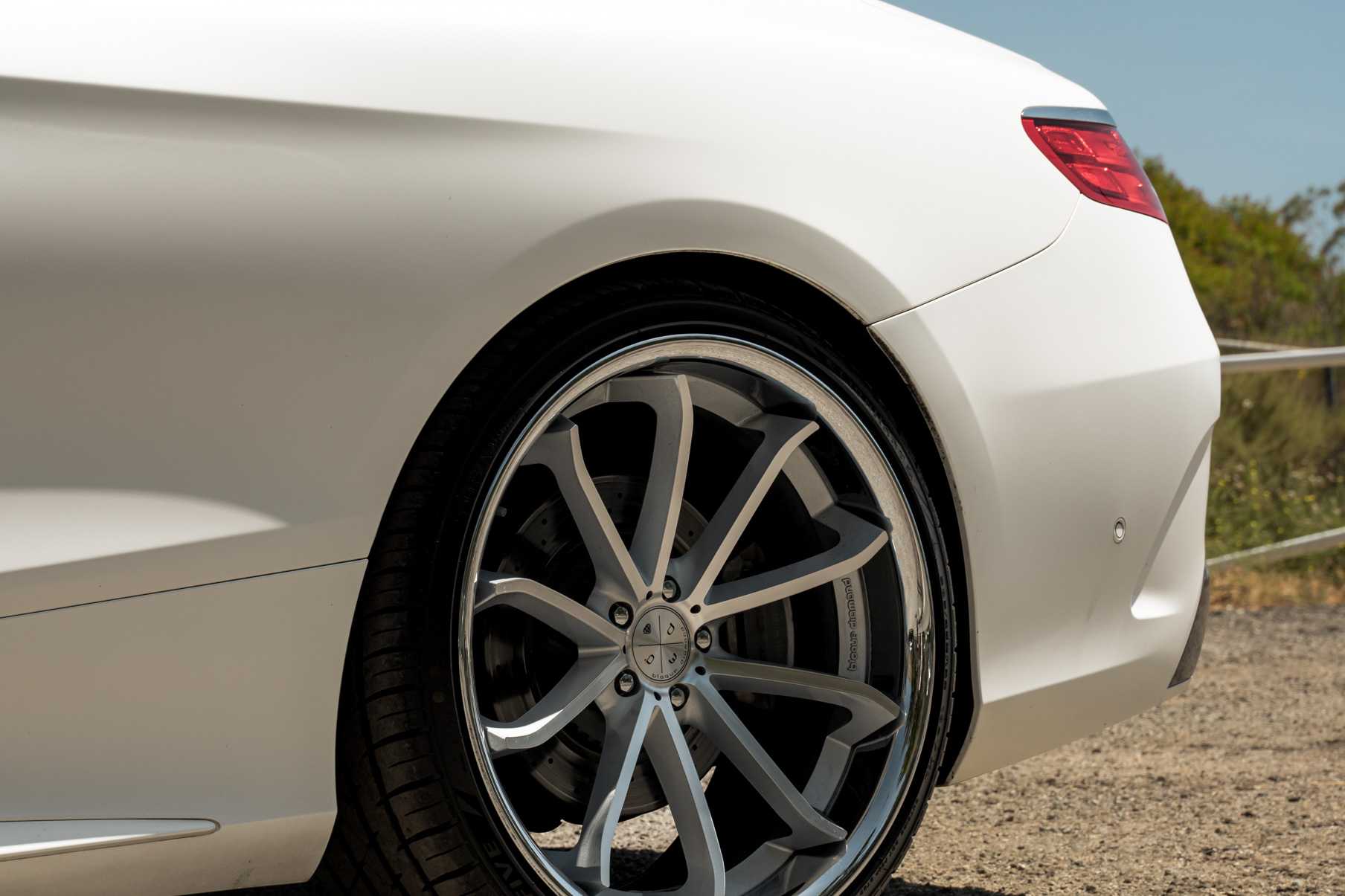 A 2015 Mercedes-Benz S550 on Blaque Diamond BD-F23 Gloss Silver with Chrome Lip Wheels