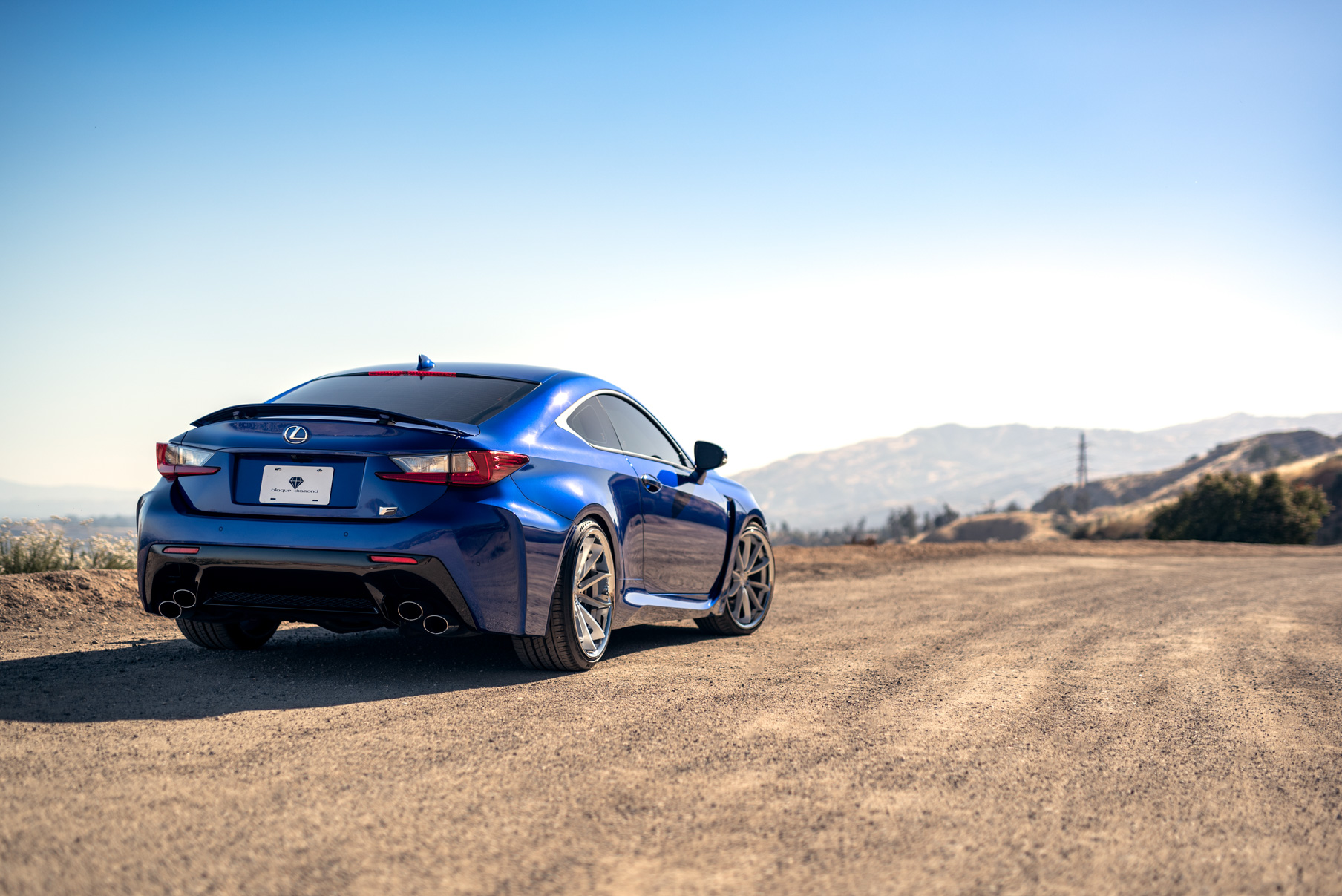 A Blue 2016 Lexus RCF on Blaque Diamond BD-23 Brushed Silver with Chrome Lip Staggered Wheels
