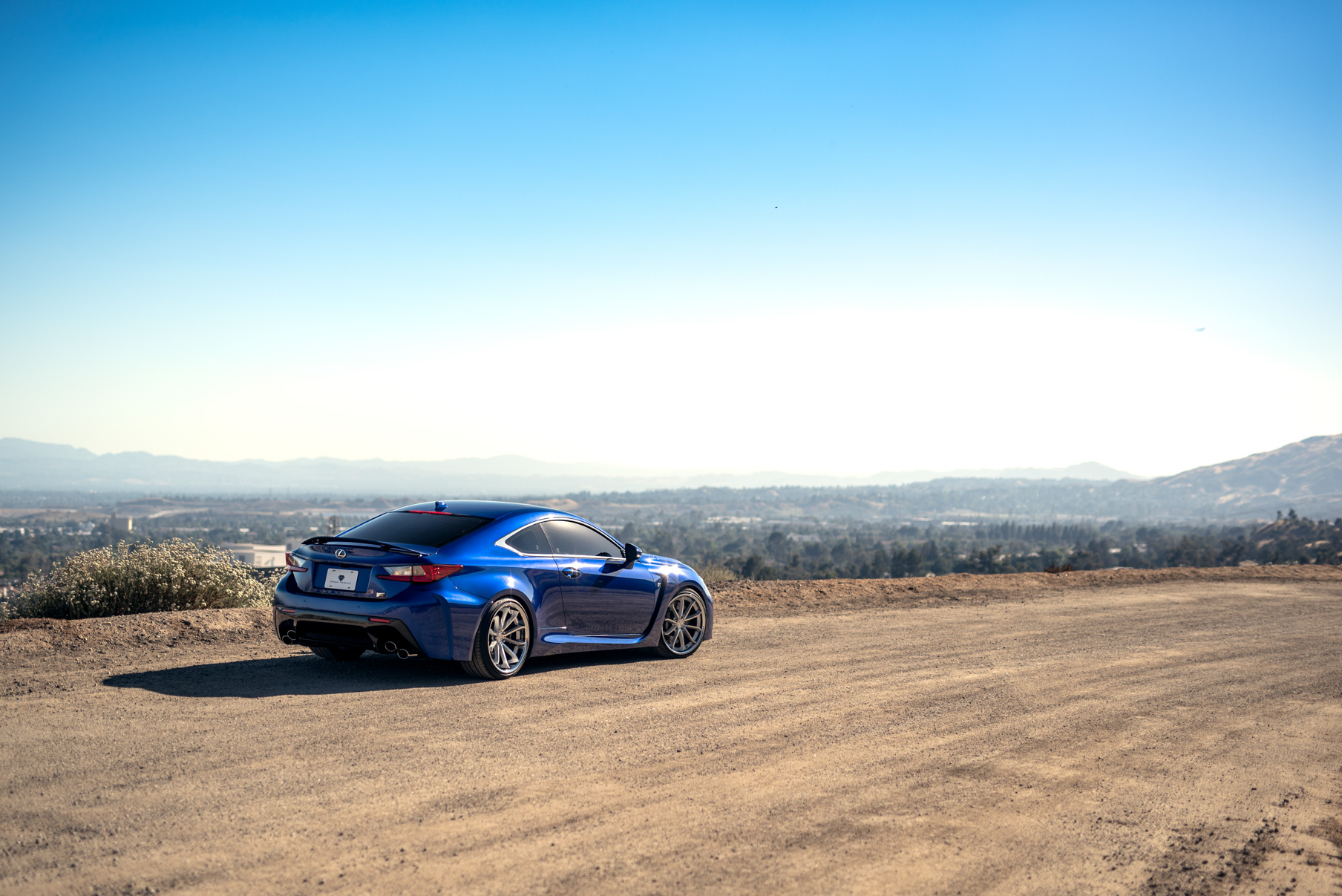 A Blue 2016 Lexus RCF on Blaque Diamond BD-23 Brushed Silver with Chrome Lip Staggered Wheels