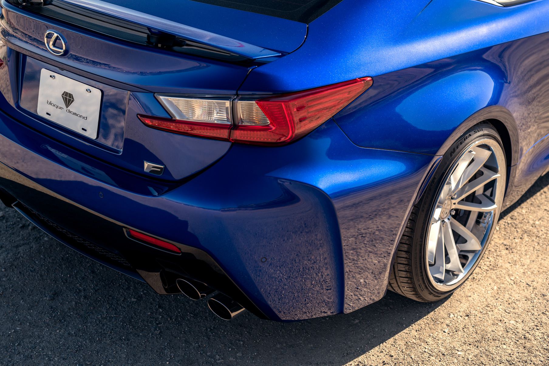 A 2016 Lexus RCF on Blaque Diamond BD-23 Silver with Chrome Lip Staggered Wheels