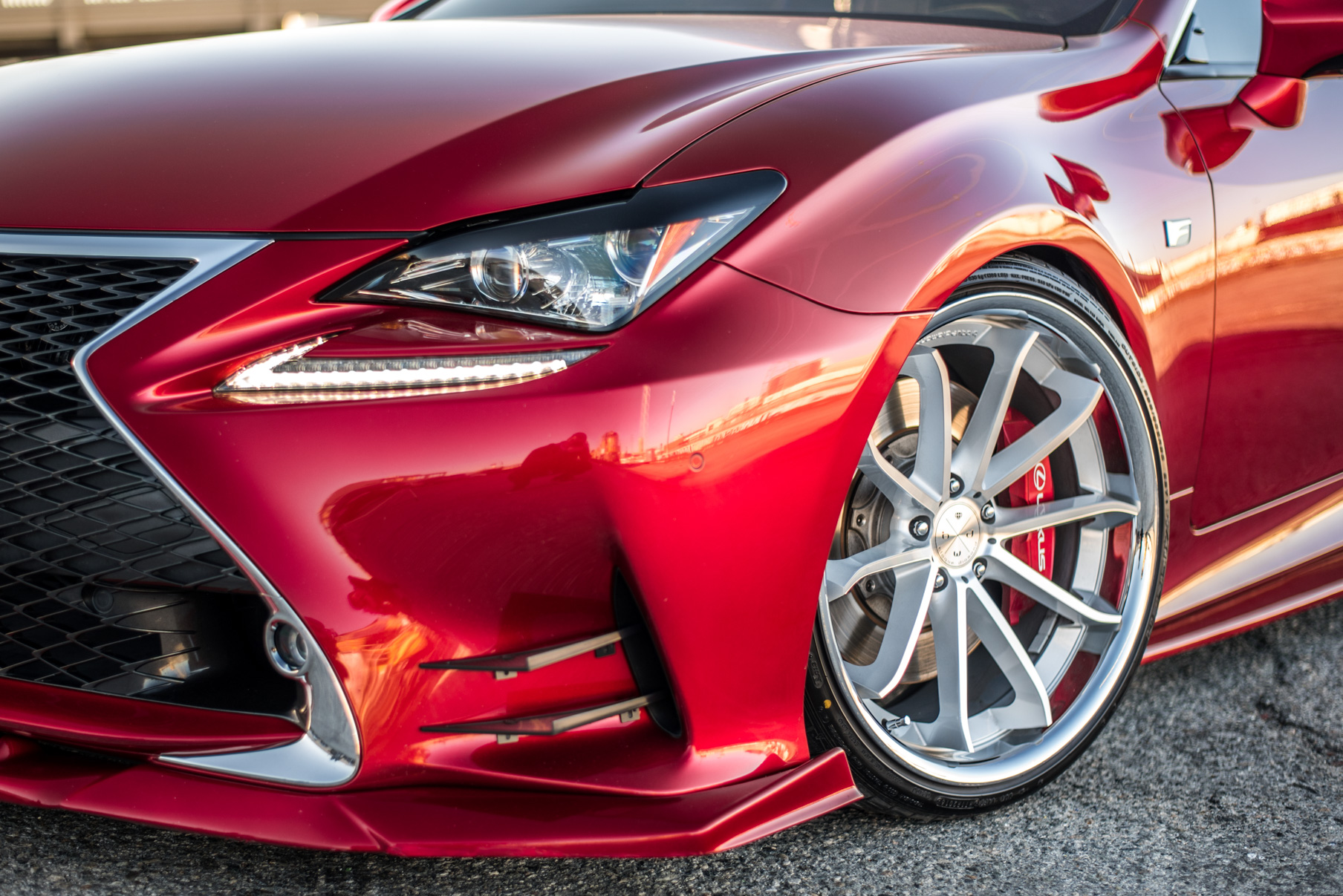 A Lexus RC350 on Blaque Diamond Machined Silver Wheels