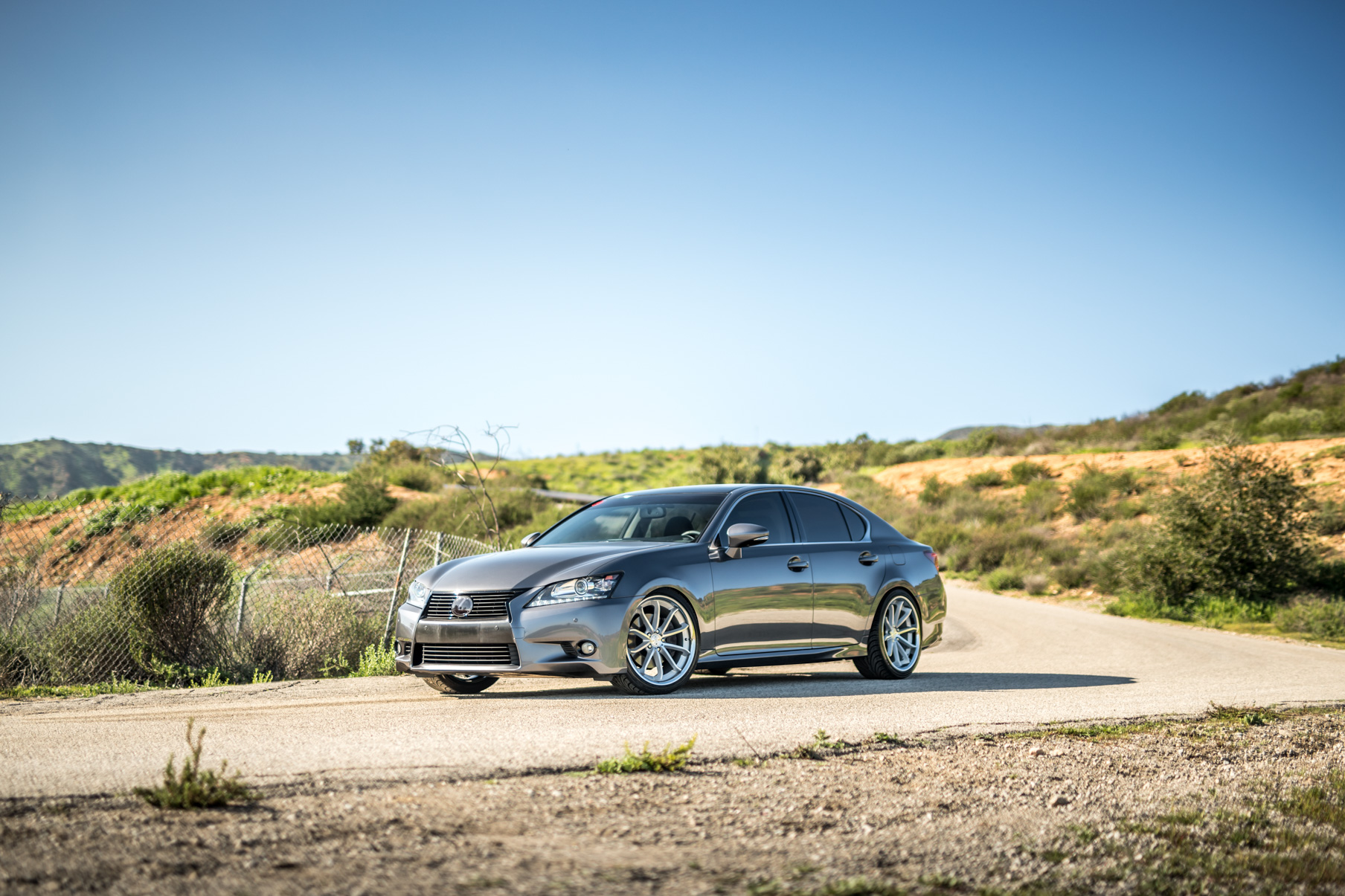 A 2013 GS350 on Blaque Diamond BD-23 Silver with Chrome Lip Staggered Wheels