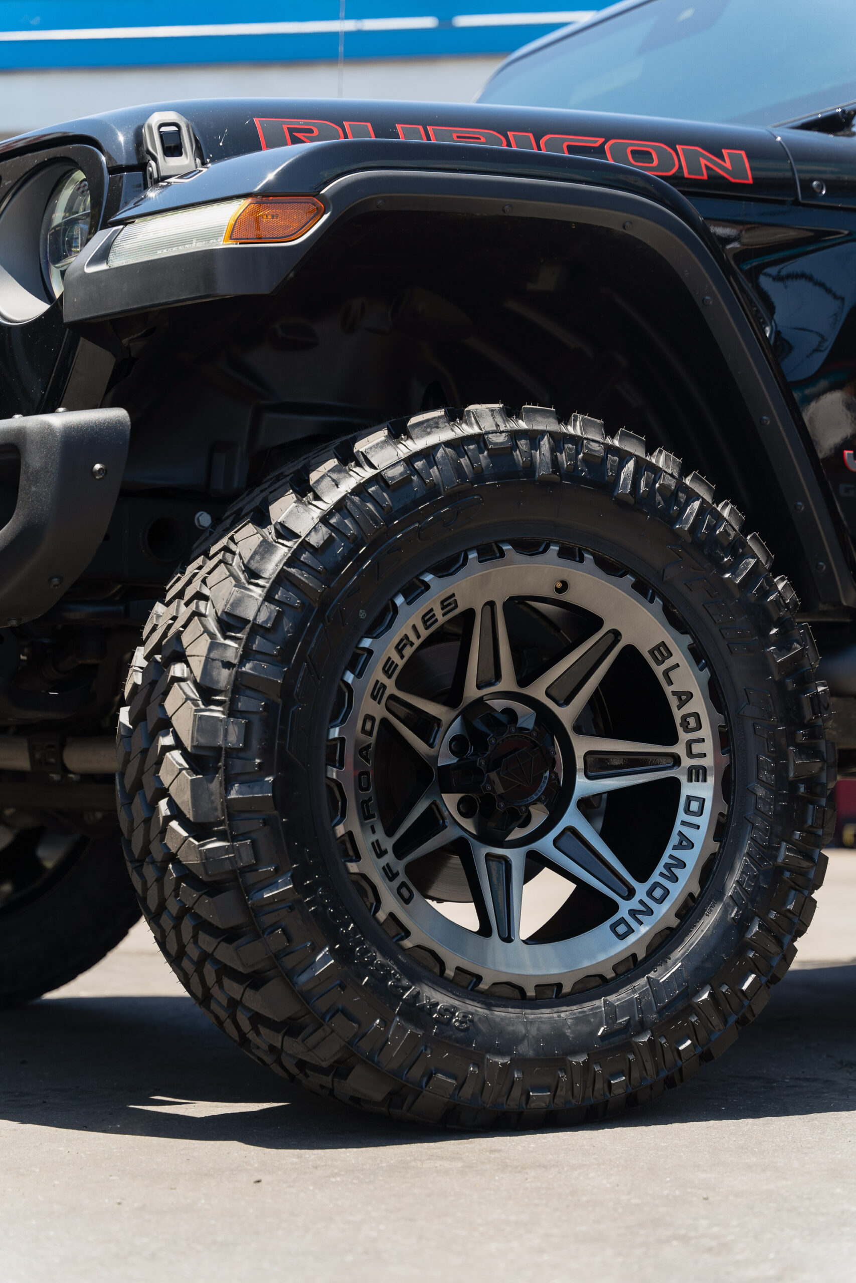 A 2020 Jeep Gladiator on Blaque Diamond BD-O102 Tinted Machined Black Wheels