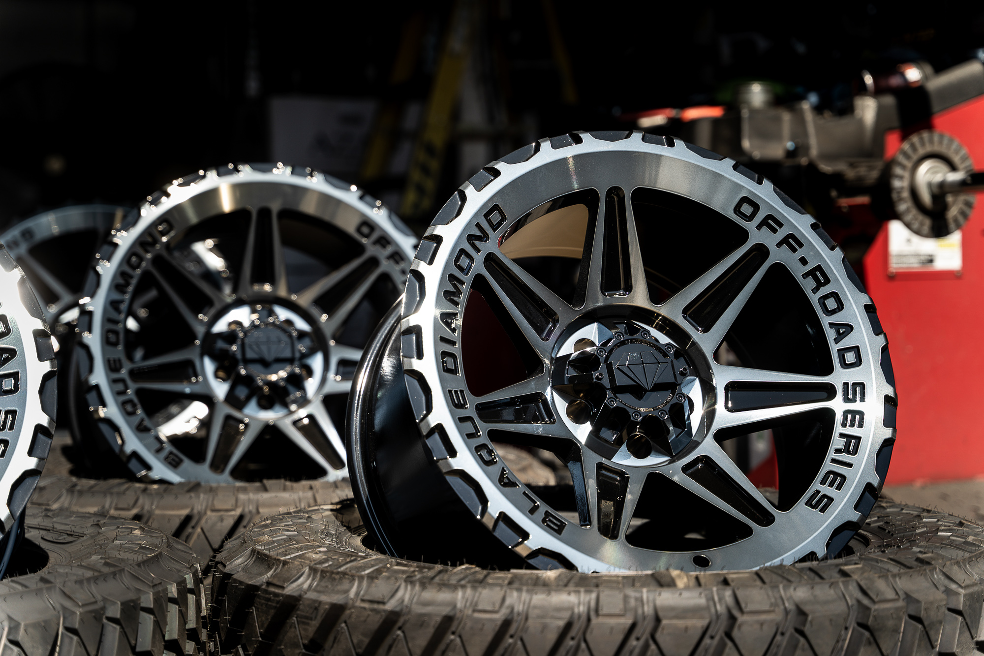 A 2020 Jeep Gladiator on Blaque Diamond BD-O102 Tinted Machined Black Wheels