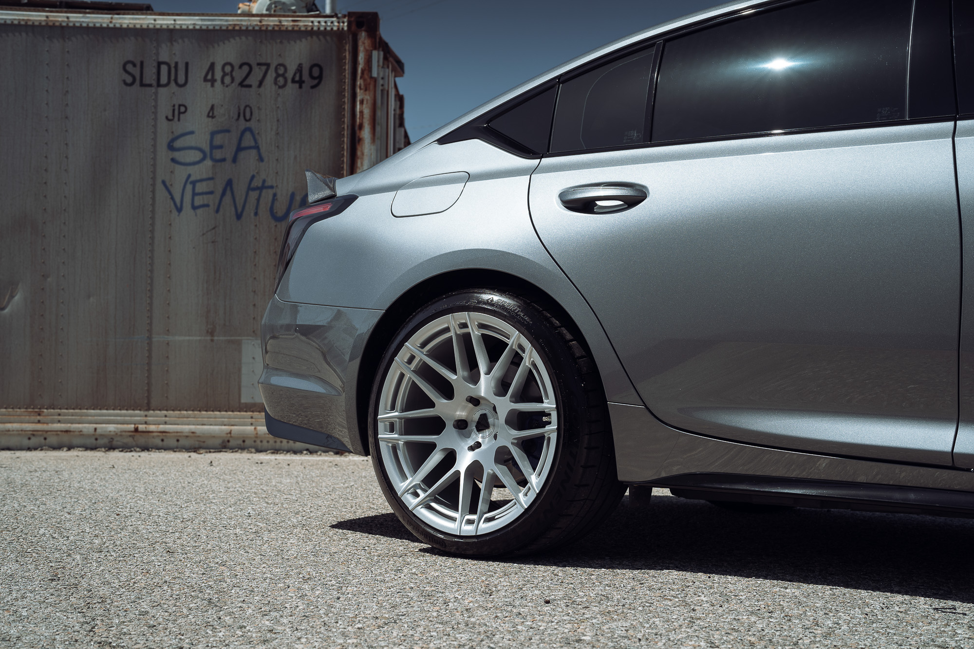A Silver 2021 Cadillac CT5-V on Blaque Diamond BD-F12 Gloss Black Wheels