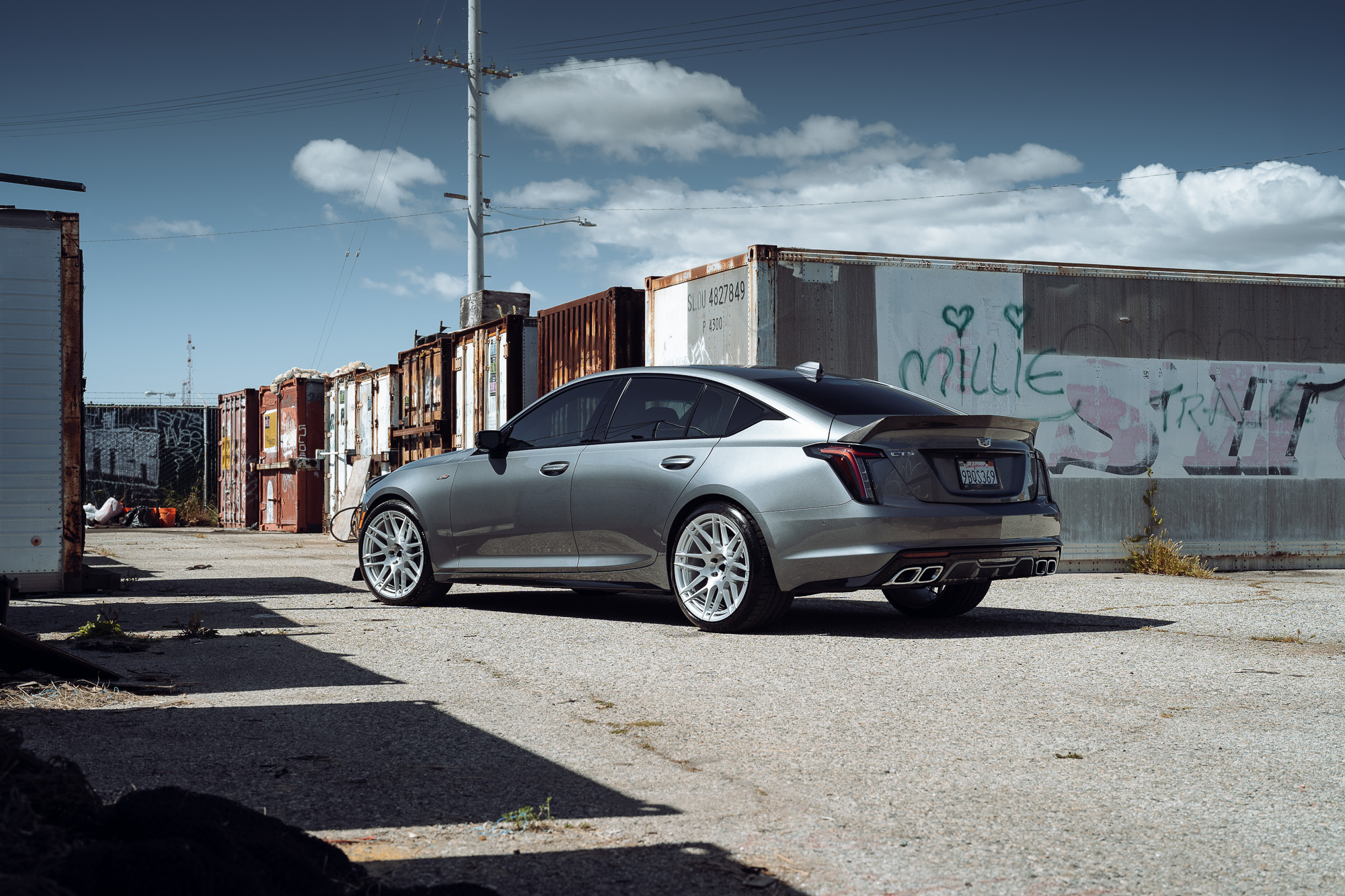 A Silver 2021 Cadillac CT5-V on Blaque Diamond BD-F12 Gloss Black Wheels
