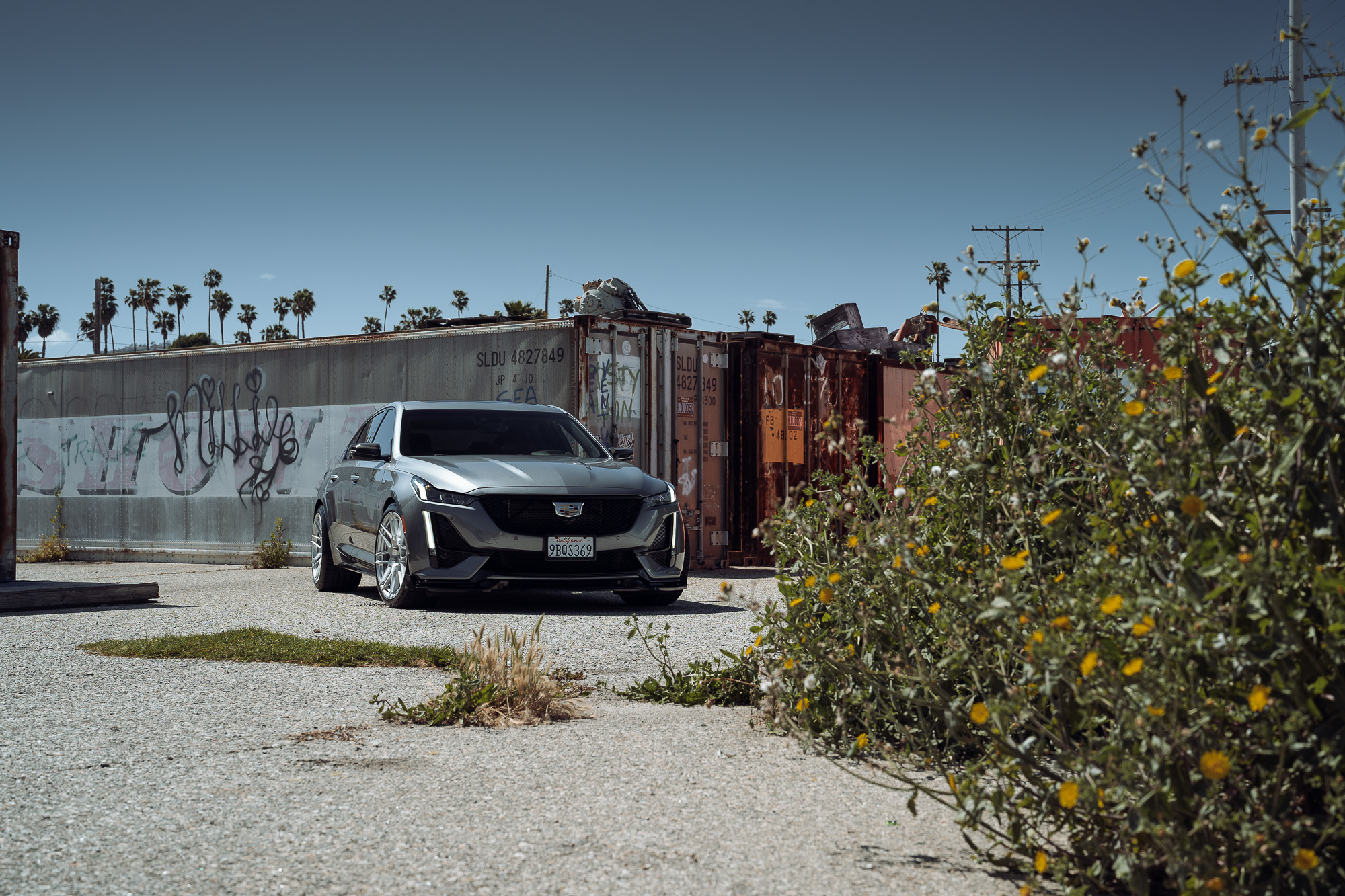 A Silver 2021 Cadillac CT5-V on Blaque Diamond BD-F12 Gloss Black Wheels