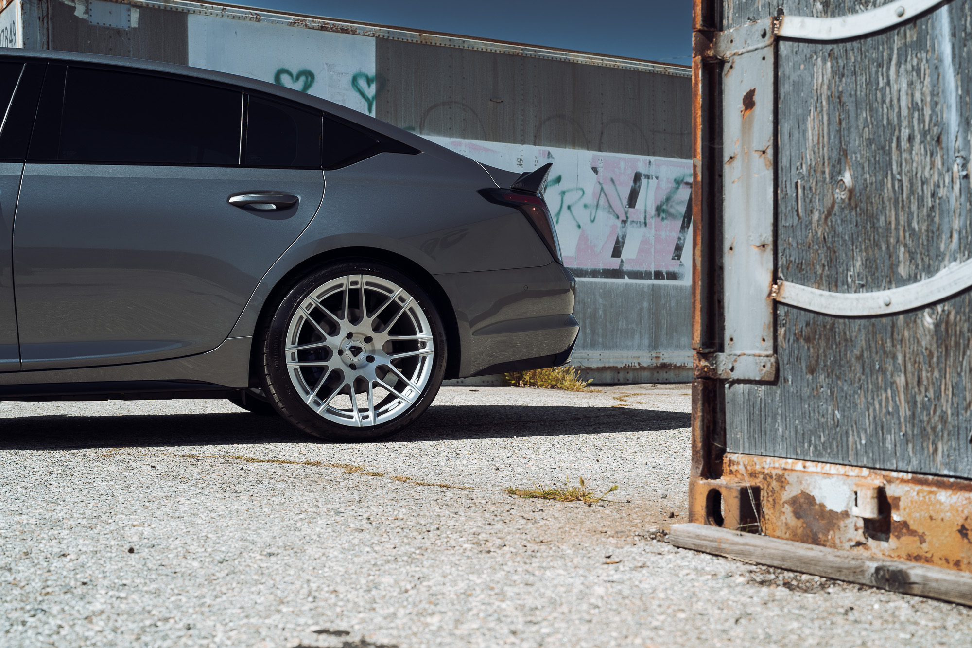 A Silver 2021 Cadillac CT5-V on Blaque Diamond BD-F12 Gloss Black Wheels