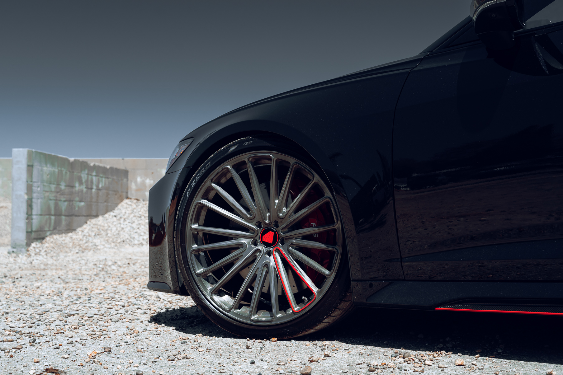 A Black 2022 Audi RS6 on Blaque Diamond BD-715 Custom Brushed Graphite Wheels