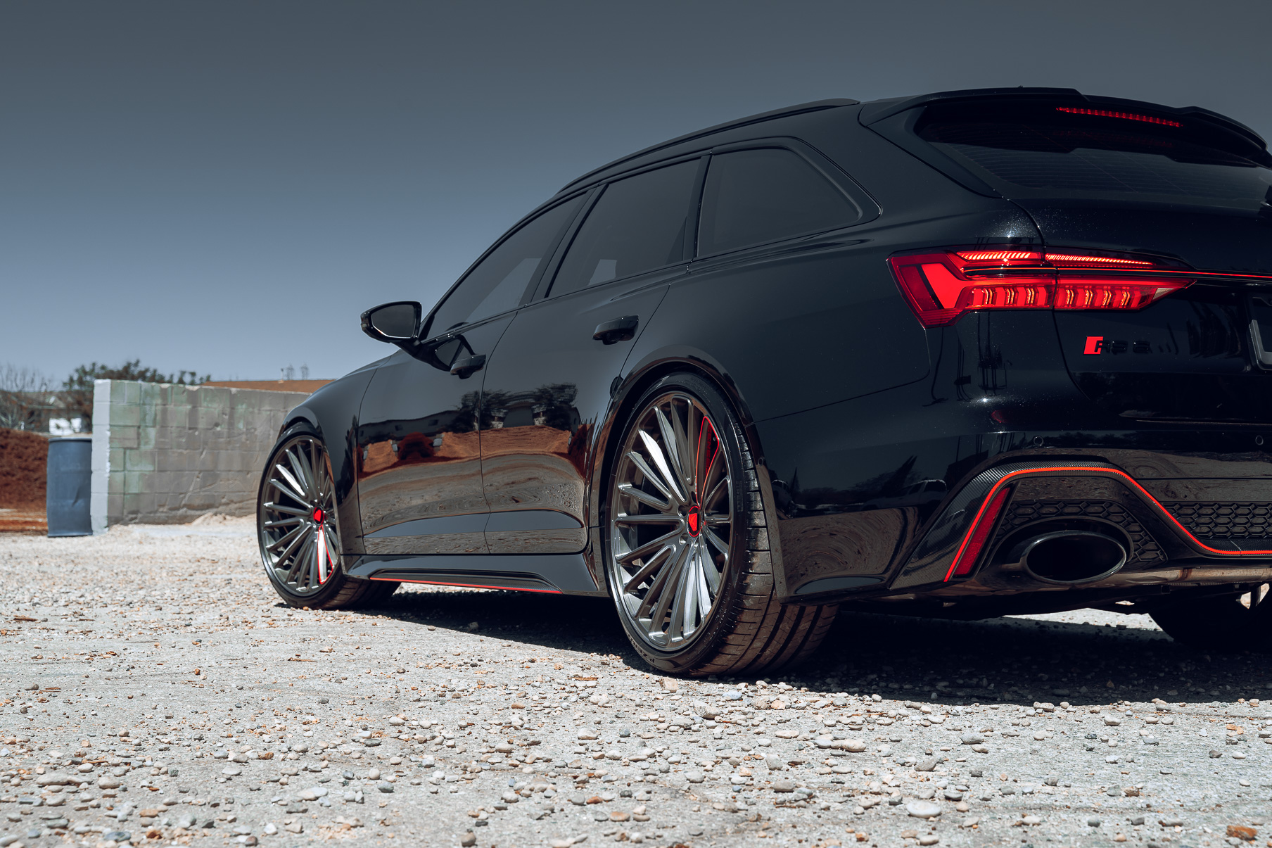 A Black 2022 Audi RS6 on Blaque Diamond BD-715 Custom Brushed Graphite Wheels