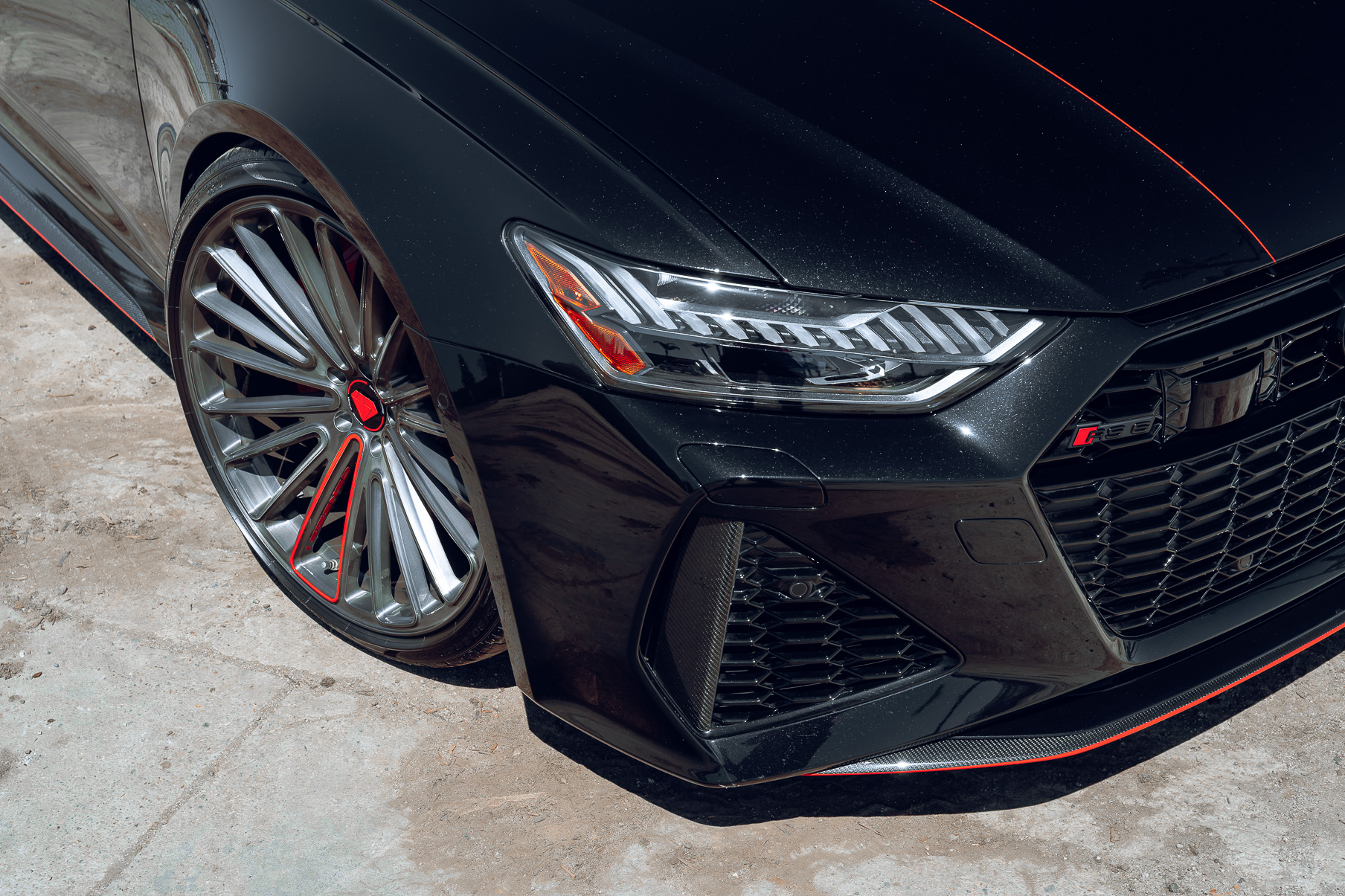 A Black 2022 Audi RS6 on Blaque Diamond BD-715 Custom Brushed Graphite Wheels