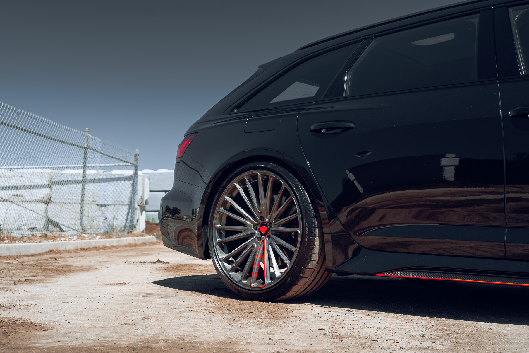 A Black 2022 Audi RS6 on Blaque Diamond BD-715 Custom Brushed Graphite Wheels