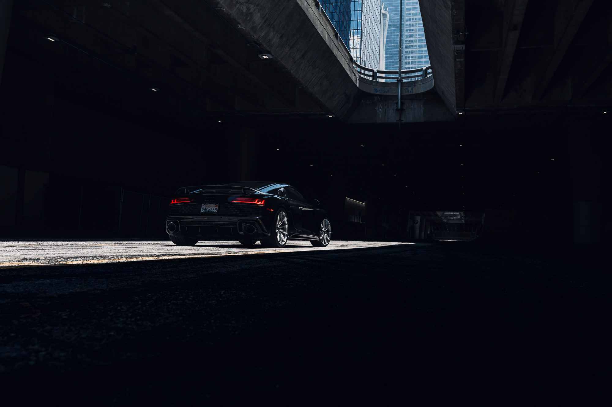 A 2020 Audi R8 on Blaque Diamond BD-F29 Brushed Silver Wheels