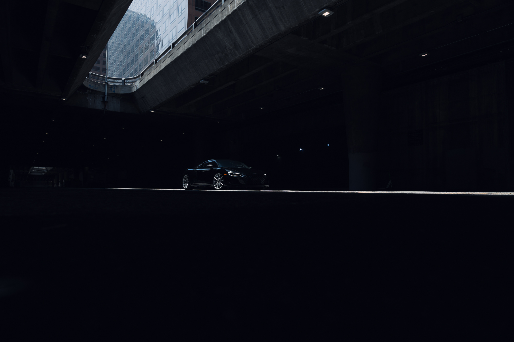 A 2020 Audi R8 on Blaque Diamond BD-F29 Brushed Silver Wheels